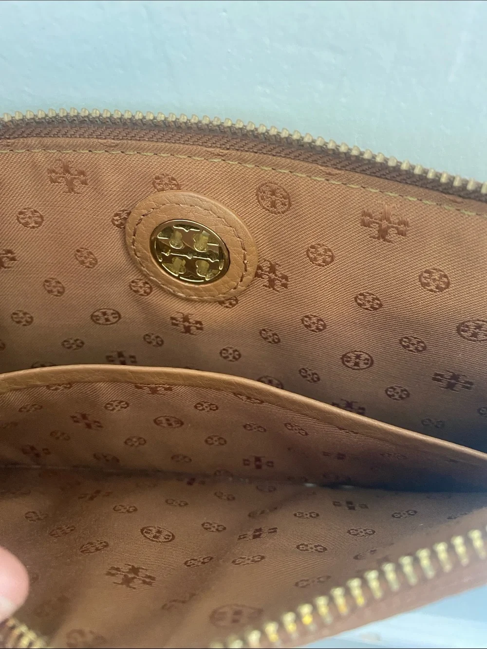 Tory Burch Cognac Pebbled Leather Crossbody